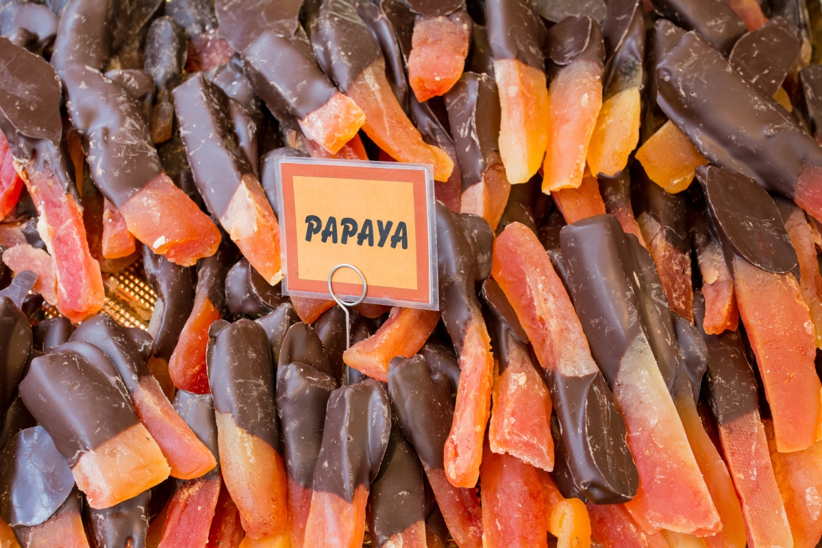 Chocolate covered papaya